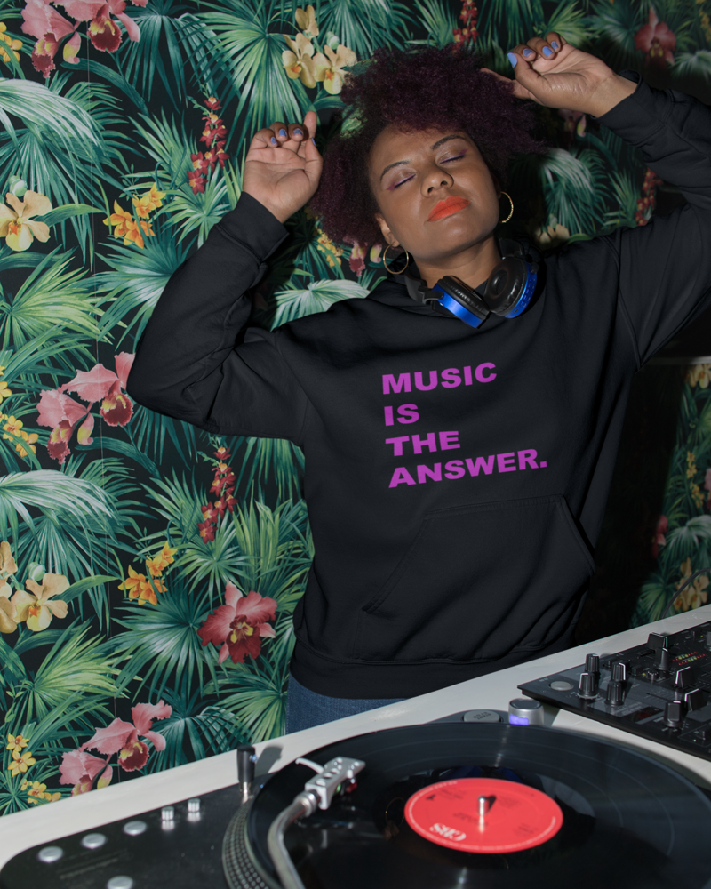 WITTY TUNES "MUSIC IS THE ANSWER" HOODIE (BLACK)