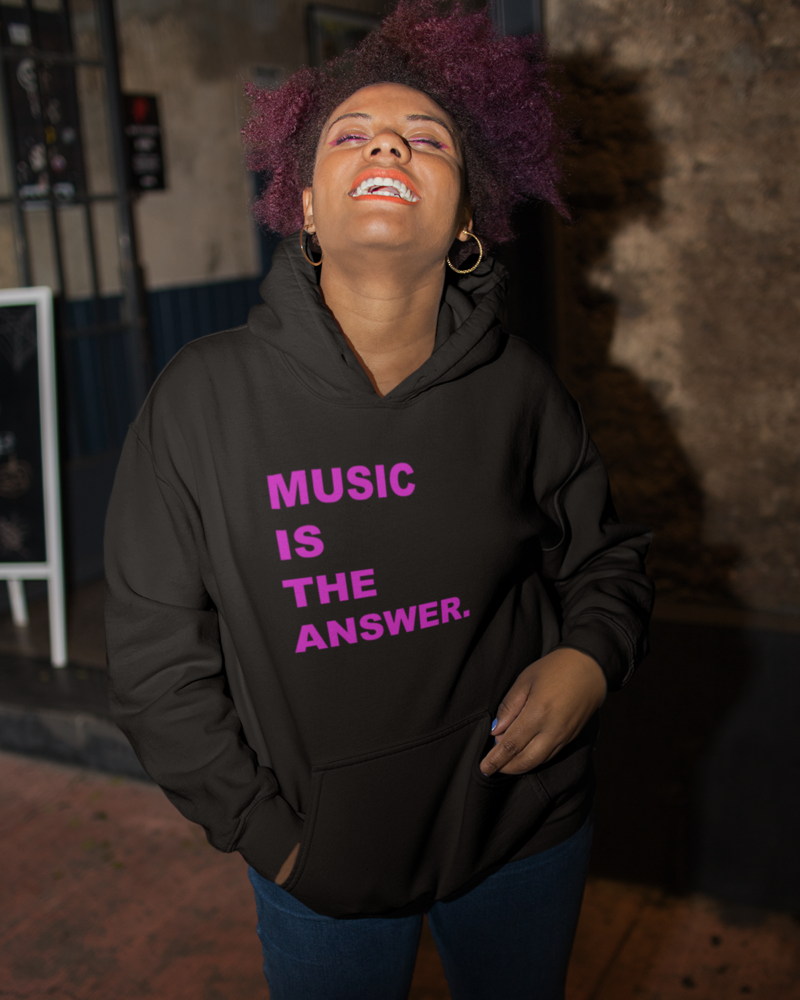 WITTY TUNES "MUSIC IS THE ANSWER" HOODIE (BLACK)