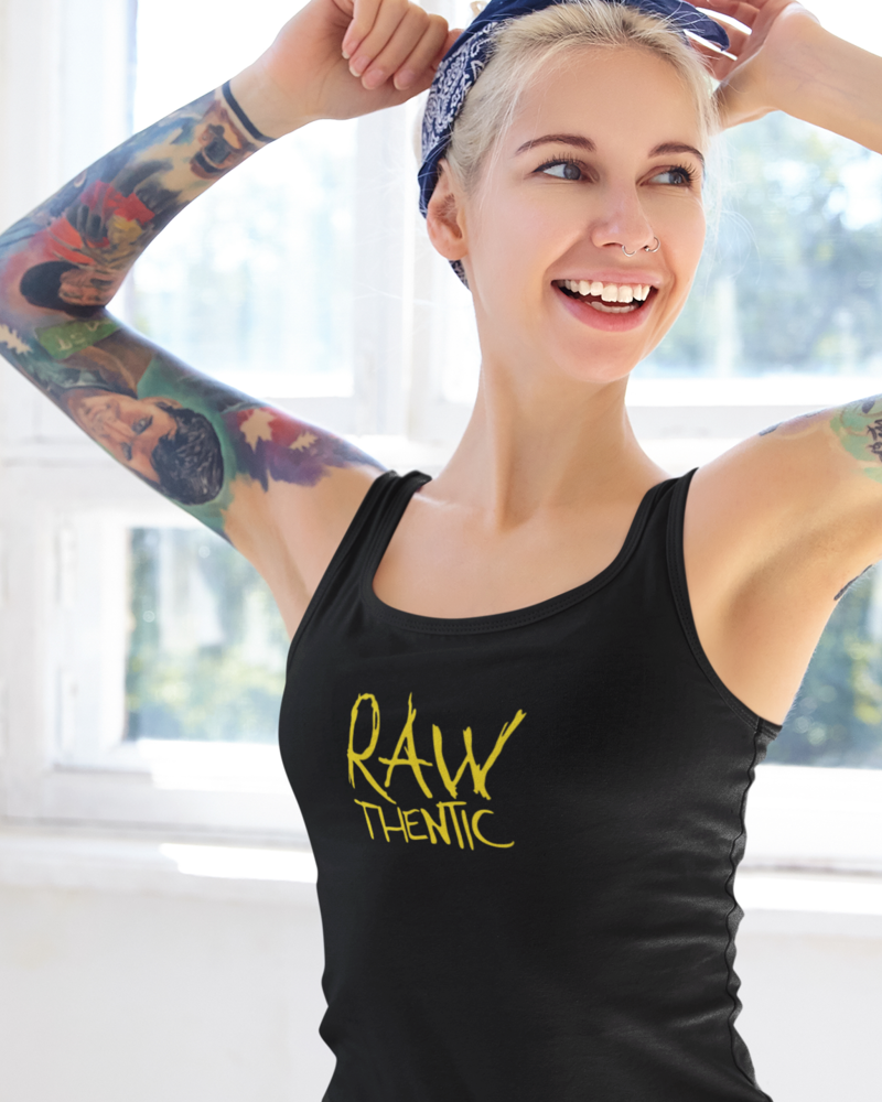 RAWthentic LOGO WOMENS RACERBACK TANK (BLACK)