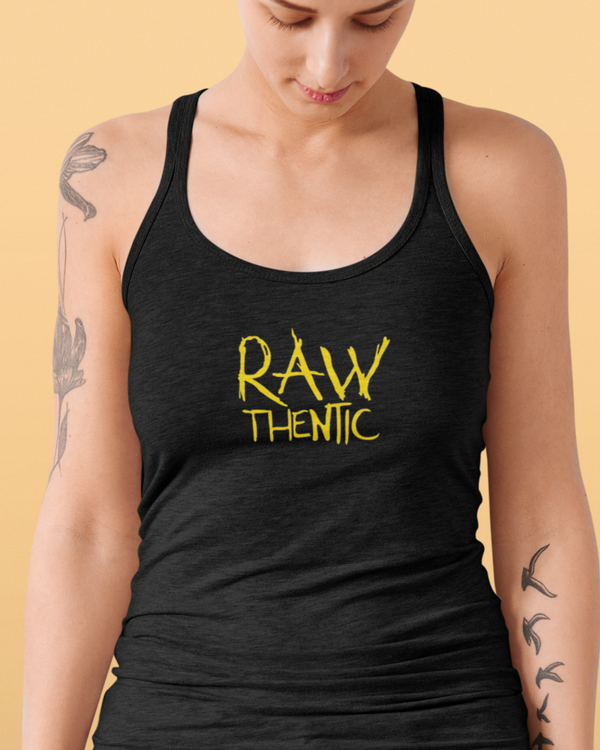 RAWthentic LOGO WOMENS RACERBACK TANK (BLACK)